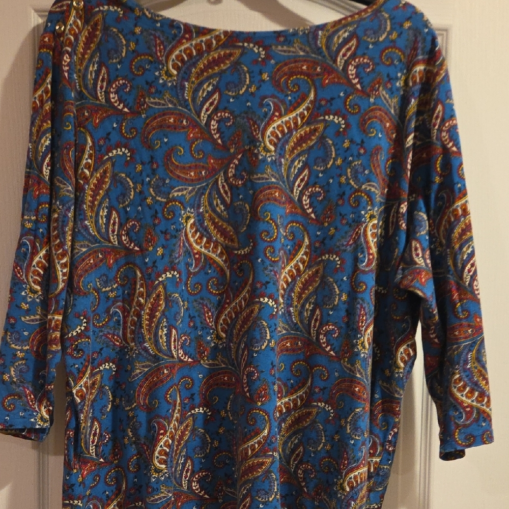 Rafaella Blue and Red Paisley Blouse